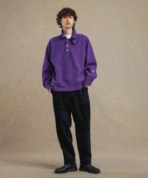 「Champion」 スウェットカットソー M パープル メンズ