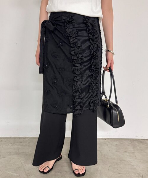 Loungedress スカート crinkle frill rayon shantung apron
