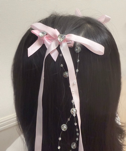 MAISON SELECT ヘアクリップ 入園式 6C33 パール付きリボンヘア
