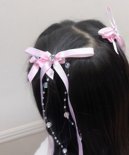MAISON SELECT ヘアクリップ 入園式 6C33 パール付きリボンヘア