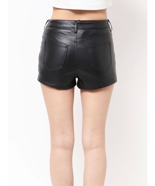 GYDA パンツ ハイウエストフェイクレザーショートパンツ