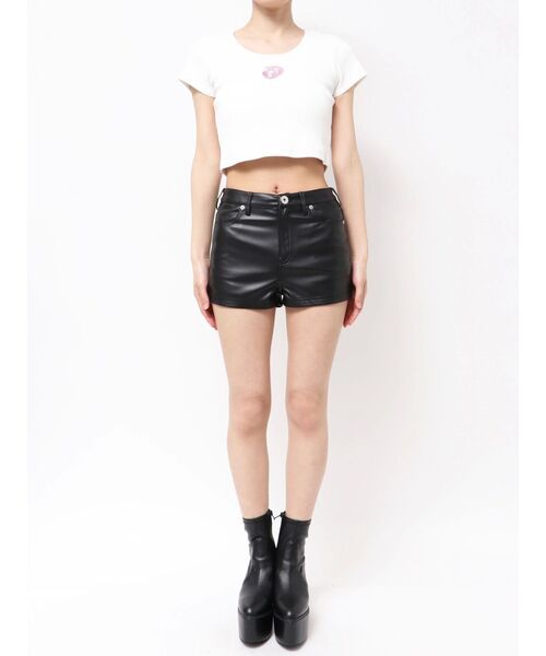 GYDA（ジェイダ） パンツ ハイウエストフェイクレザーショートパンツ