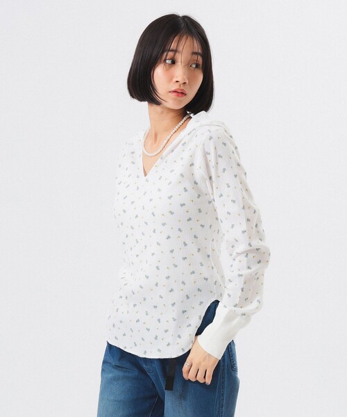 tシャツ フラワー サーマル パーカー レディース