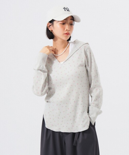 裏毛ヘムフリルプルオーバーホワイト yori 裏毛ヘムフリルプル