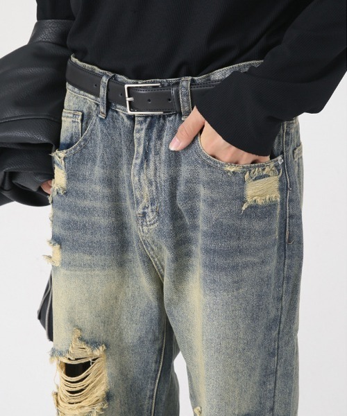 「Ressaca」 ダメージ加工デニムパンツ L ブルー メンズ