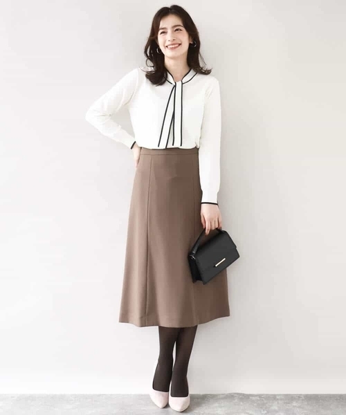 【MIDORI K PLAN】シャツ、【OFUON 】ジャケット、【 base e nuovo 】スカートのセット FOLK NUOVO 事務服スカート SS4005 シワになりにくいストレッチ素材