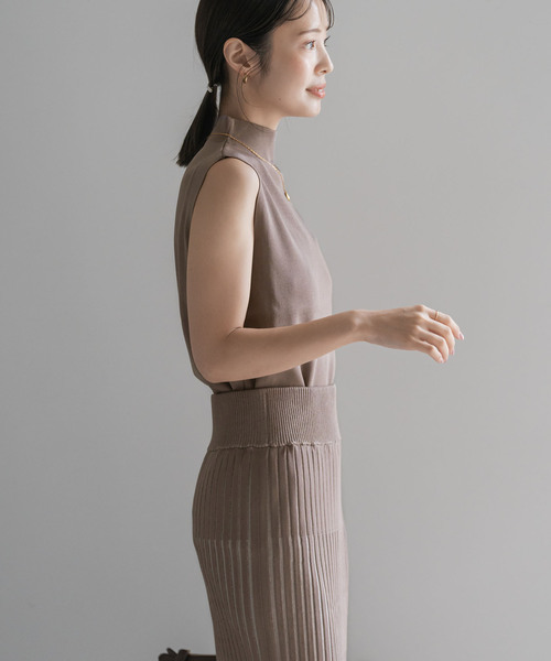 NOBLE ニット セーター 「洗える」ボトルネックスリーブレス