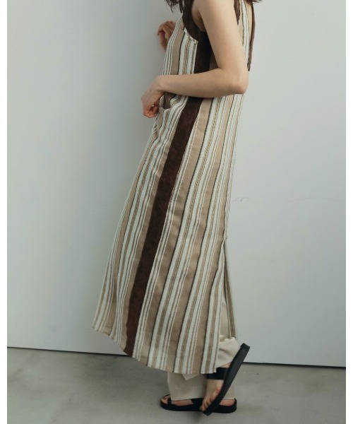 ollun stripe tiered one piece CreamSサイズ ollun stripe tiered one piece CreamSサイズ ワンピース