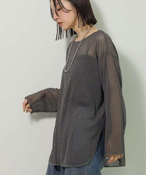 Green Parks（グリーンパークス） tシャツ メッシュ長袖ゆるカットプル 