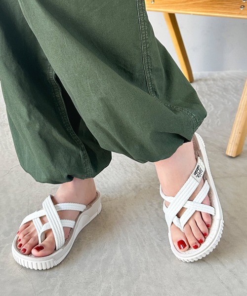 「Java」 フラットサンダル 24.0cm ブラック レディース_画像3