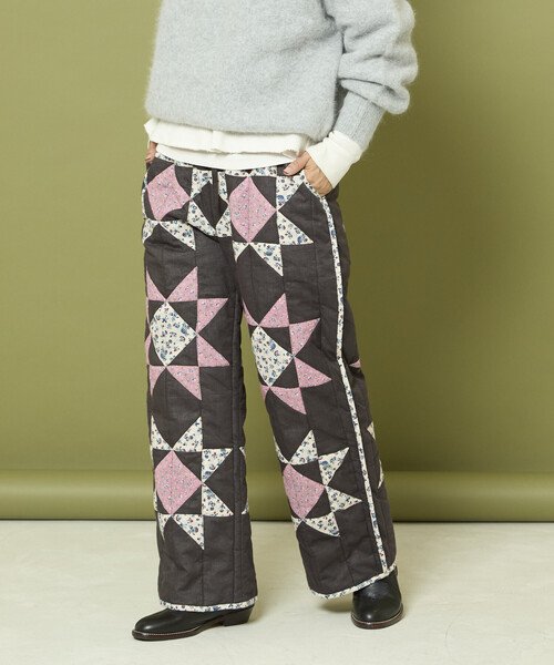 Freada インド 星柄 キルティングパンツ ブラック セール】Freada