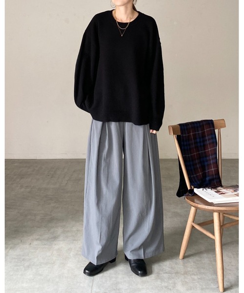 She's Closet ニット セーター クルーネックボリュームスリーブ長袖