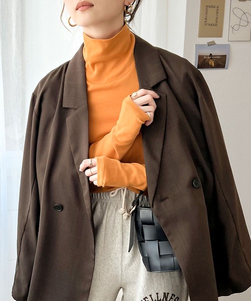 「RIRIYANO」 テーラードジャケット MEDIUM チャコールグレー レディース_画像3