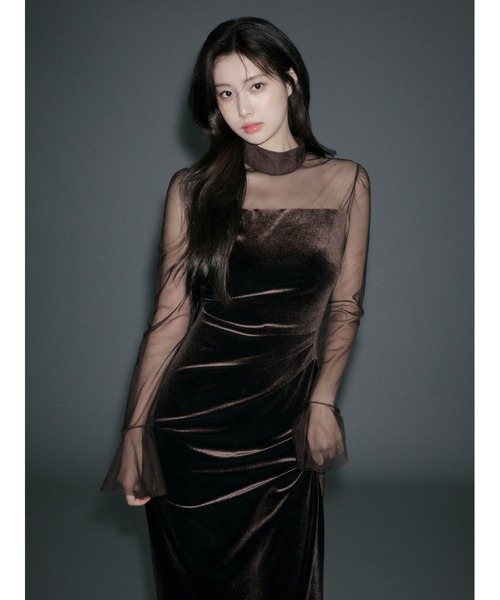 SNIDEL（スナイデル） ワンピース シアードッキングベロアドレス