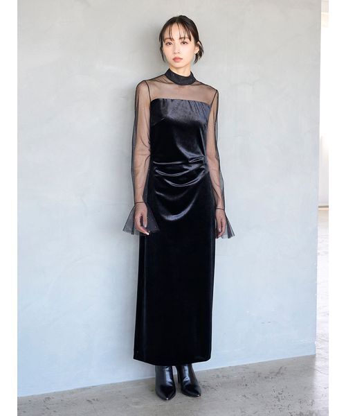 SNIDEL（スナイデル） ワンピース シアードッキングベロアドレス