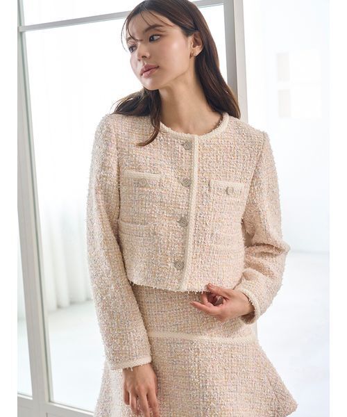 スナイデル　SNIDEL ツイードジャケット　ノーカラー SNIDEL（スナイデル） ジャケット ノーカラージャケット ツイード