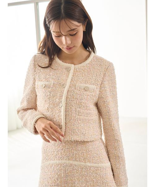 ＊Web完売品＊ SNIDEL ツイードジャケット SNIDEL（スナイデル） ジャケット ノーカラージャケット ツイード