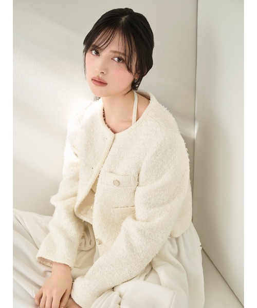 SNIDEL ツイードジャケット SNIDEL（スナイデル） ジャケット ノーカラージャケット ツイード