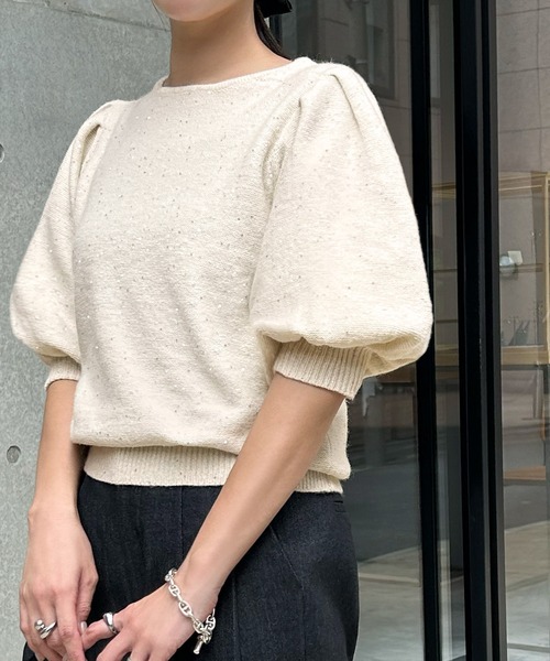 ELFRANK 7分袖ニット FREE オフホワイト レディース : ZOZOTOWN Yahoo