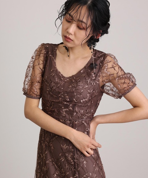 「atlo」 半袖ワンピース S ブラウン レディースの画像