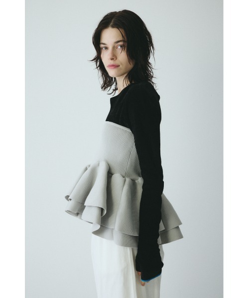 【美品】フリルビスチェ グレー フリーサイズ HeRIN.CYE HeRIN.CYE チューブトップ ベアトップ Frill hem bustier フリルヘム