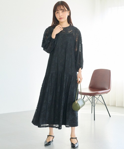 美品✨ アールズガウン 総レース ロングワンピース 4L 黒 ブラック LAVEANGE（ラビアンジェ） ワンピース 「洗える」総レースワンピース