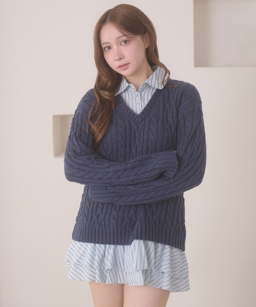 Ambre Neige（アンブルネージュ） ワンピース stripe shirts docking