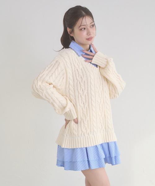 Ambre Neige（アンブルネージュ） ワンピース stripe shirts docking