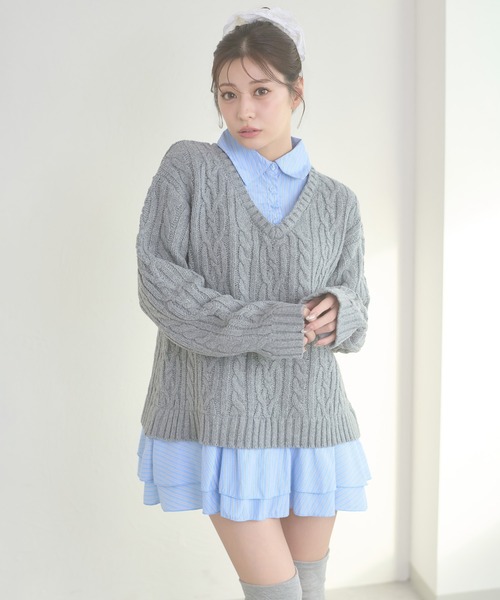 Ambre Neige（アンブルネージュ） ワンピース stripe shirts docking
