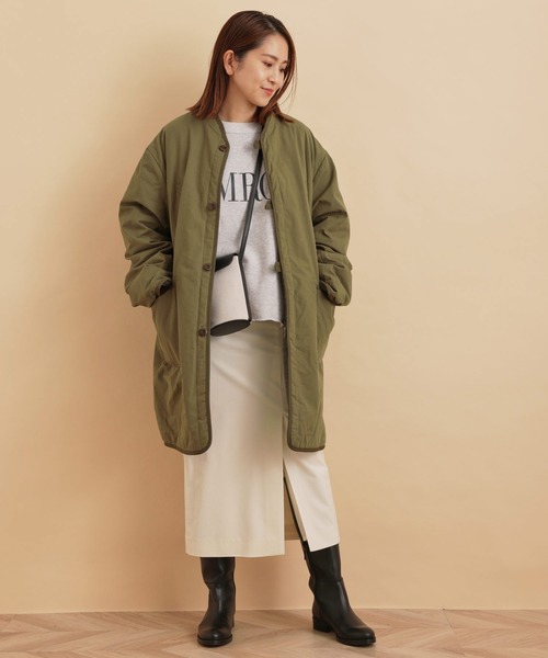 「ARMY TWILL」 ノーカラーコート M ブラック レディース_画像5