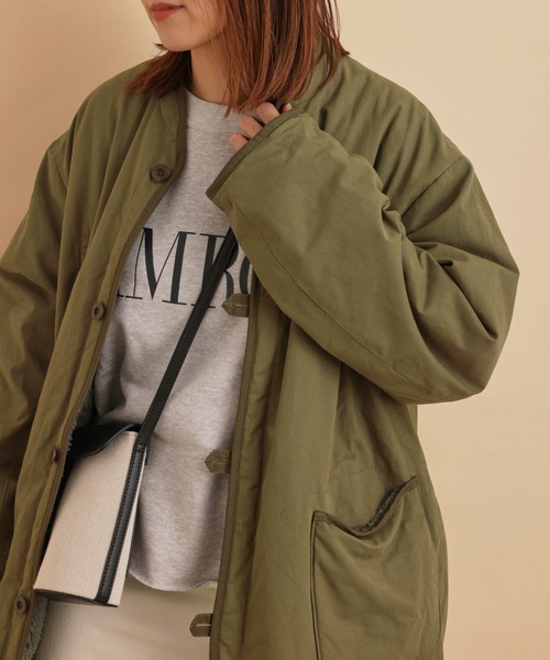 「ARMY TWILL」 ノーカラーコート M ブラック レディース_画像7