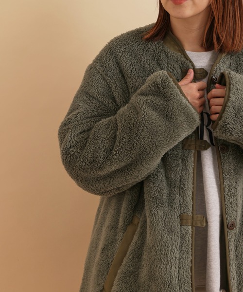 「ARMY TWILL」 ノーカラーコート M ブラック レディース_画像8