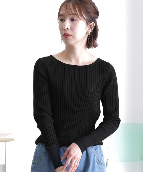 「ElegChic」 「LARU」長袖ニット X-LARGE ブラック レディース_画像2