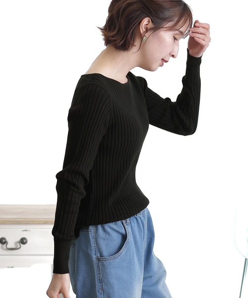 「ElegChic」 「LARU」長袖ニット X-LARGE ブラック レディース_画像3