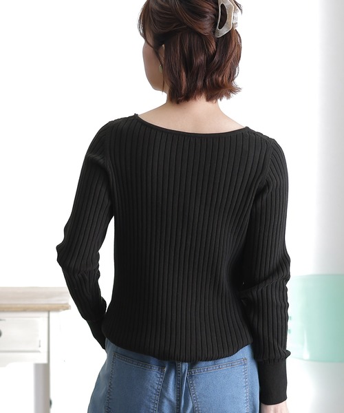 「ElegChic」 「LARU」長袖ニット X-LARGE ブラック レディース_画像4