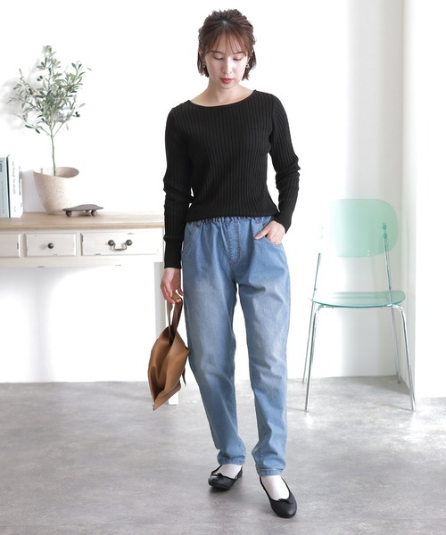 「ElegChic」 「LARU」長袖ニット X-LARGE ブラック レディース_画像5