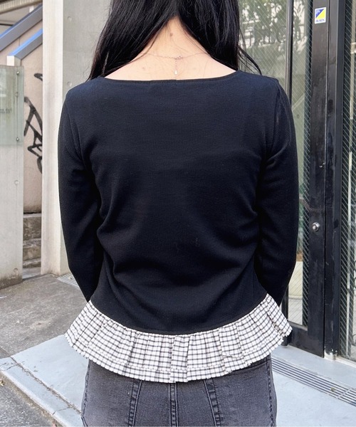 INGNI（イング） tシャツ チェックリボンレイヤードトップス