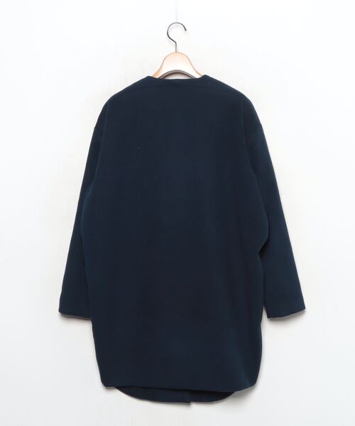 「DETAILS」 ノーカラーコート - ネイビー レディース_画像2