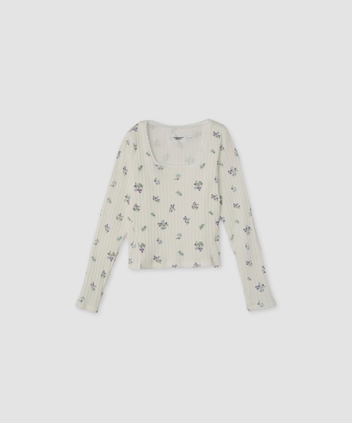 JANESMITH（ジェーンスミス） tシャツ COTTON EYELET RIB FLOWER