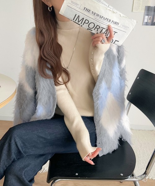 「classicalelf」 ニットカーディガン LARGE グレー レディース_画像3