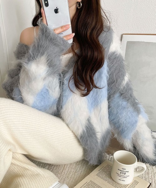 「classicalelf」 ニットカーディガン LARGE グレー レディース_画像7