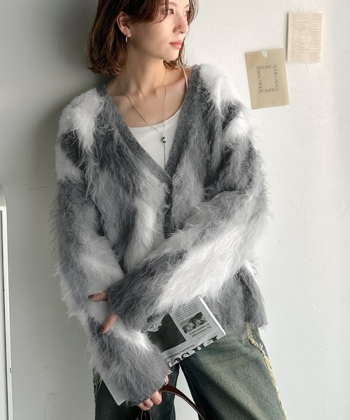 「classicalelf」 ニットカーディガン LARGE グレー レディース_画像8