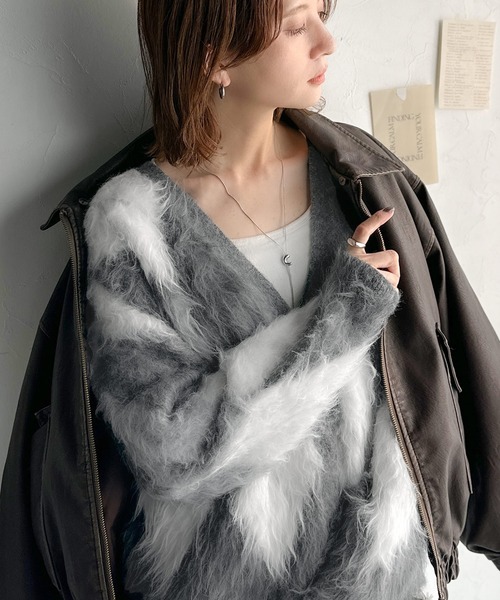 「classicalelf」 ニットカーディガン LARGE グレー レディース_画像9