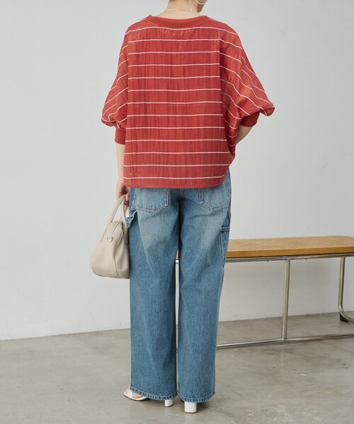 ブラウス シャツ シアーボーダーシャツTee レディースの画像