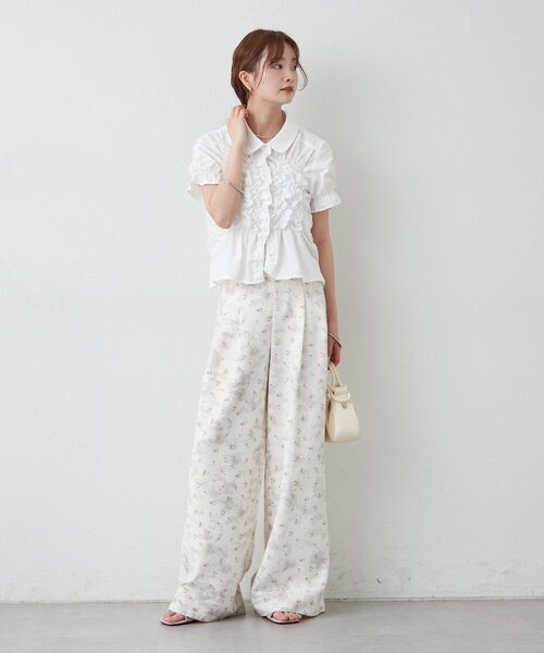 ブラウス シャツ 「＠___s_m17 セレクト/IVO」シャーリングシェイプシャツ レディースの画像