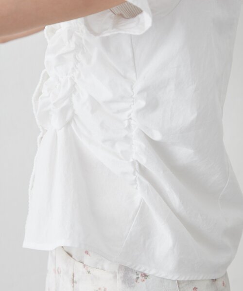 ブラウス シャツ 「＠___s_m17 セレクト/IVO」シャーリングシェイプシャツ レディースの画像