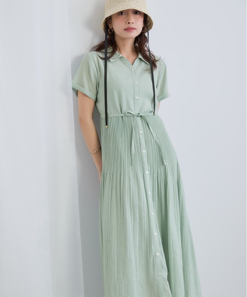 COHINA（コヒナ） シャツワンピース プリーツシアーワンピース 「低