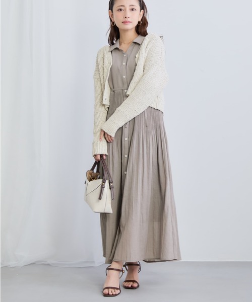 COHINA（コヒナ） シャツワンピース プリーツシアーワンピース 「低