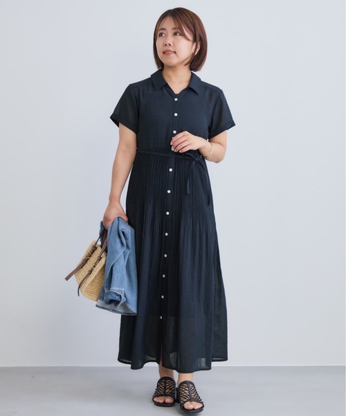 COHINA（コヒナ） シャツワンピース プリーツシアーワンピース 「低