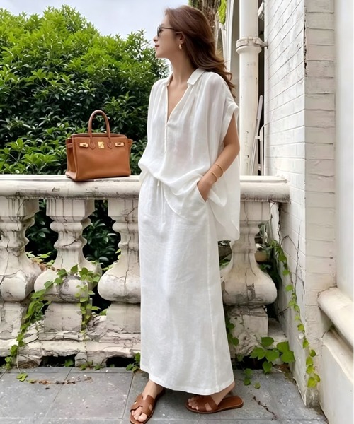 apolina セットアップ Aelina セットアップ リラックスシャツ+スカートセットアップ